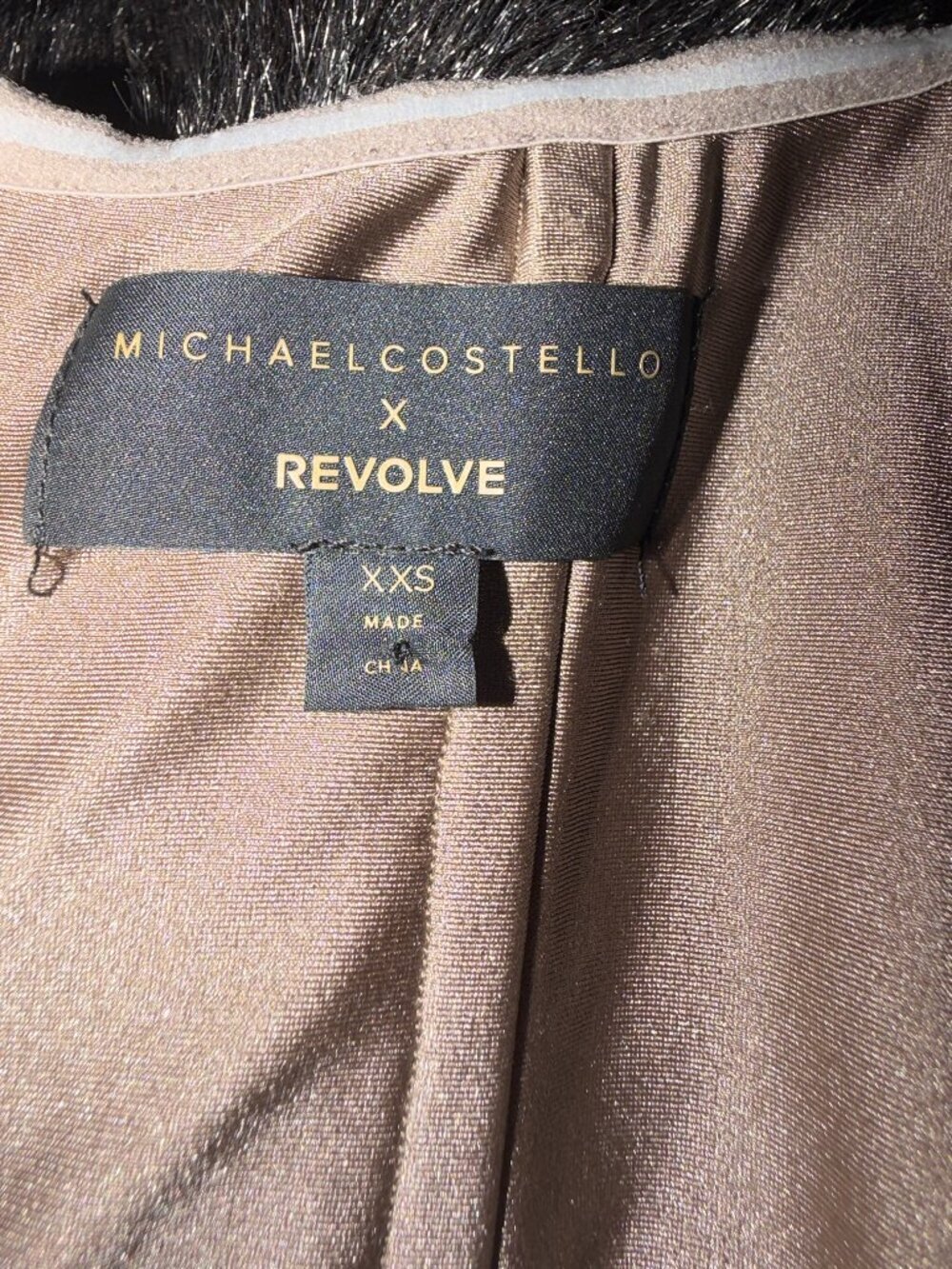 Michael Costello x Revolve Bronze Satin Gown Plunging Neck | High Slit Maxi XXS - Picture 6 of 7